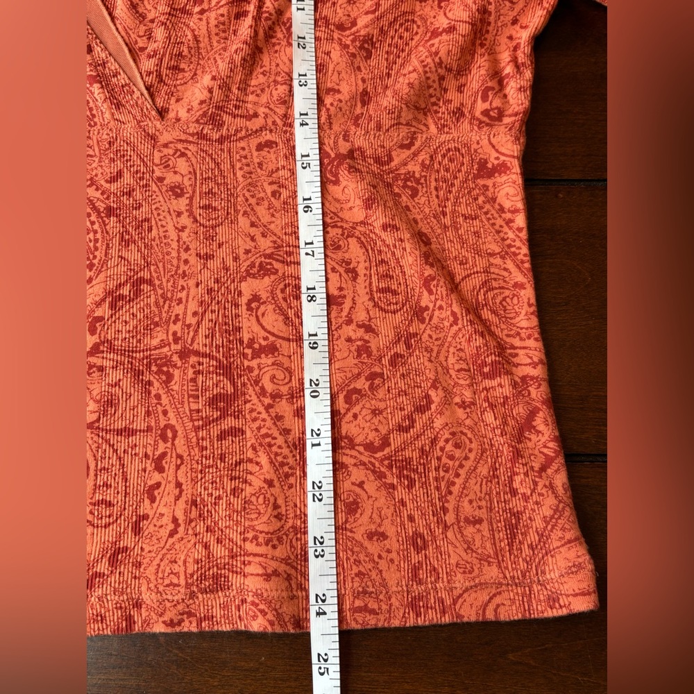 J. Jill XL Burnt Orange Paisley Faux Wrap Top Long Sleeve Soft Stretch - Picture 7 of 8